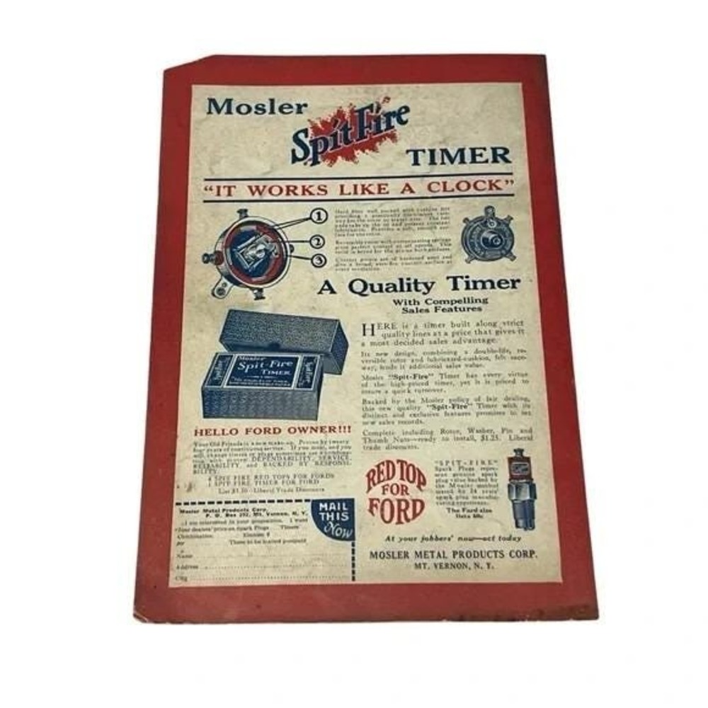 1924 Mosler Spitfire Timer Mt Vernon New York Original Vintage Print Ad